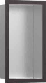 Hansgrohe XtraStoris Individual Wall Niche Brushed Stainless Steel With Design Frame 300x150x100 - Brushed Black Chrome - 56094340