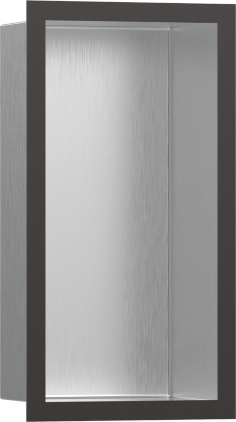 Hansgrohe XtraStoris Individual Wall Niche Brushed Stainless Steel With Design Frame 300x150x100 - Brushed Black Chrome - 56094340
