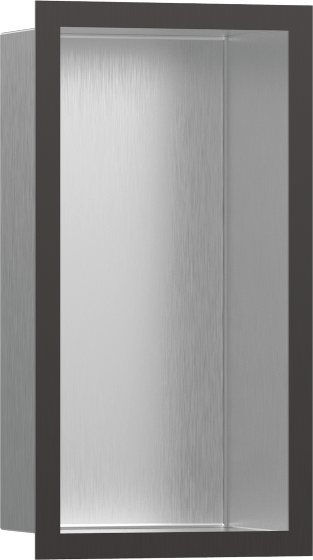Hansgrohe XtraStoris Individual Wall Niche Brushed Stainless Steel With Design Frame 300x150x100 - Brushed Black Chrome - 56094340