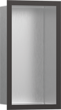 Hansgrohe XtraStoris Individual Wall Niche Brushed Stainless Steel With Design Frame 300x150x100 - Brushed Black Chrome - 56094340