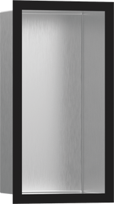 Hansgrohe XtraStoris Individual Wall Niche Brushed Stainless Steel With Design Frame 300x150x100 - Matt Black - 56094670
