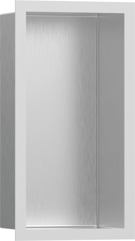 Hansgrohe XtraStoris Individual Wall Niche Brushed Stainless Steel With Design Frame 300x150x100 - Matt White - 56094700