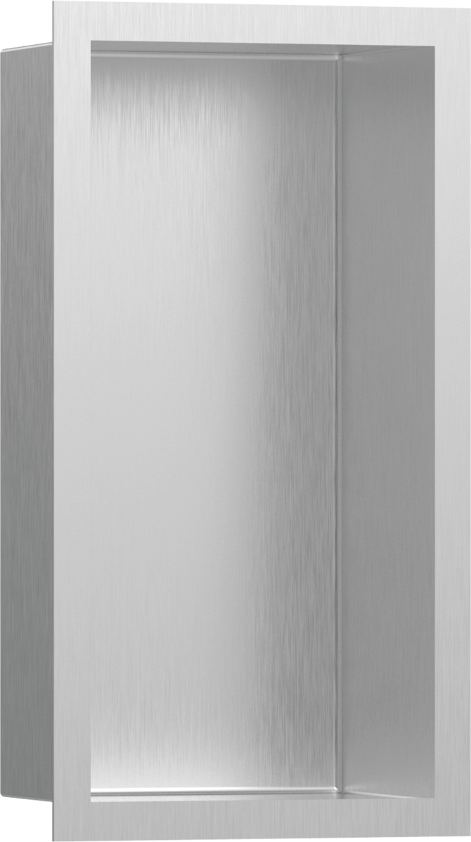 Hansgrohe XtraStoris Individual Wall Niche Brushed Stainless Steel With Design Frame 300x150x100 - Brushed Stainless Steel - 56094800