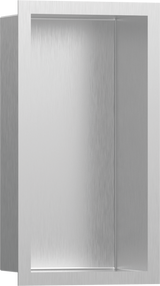 Hansgrohe XtraStoris Individual Wall Niche Brushed Stainless Steel With Design Frame 300x150x100 - Brushed Stainless Steel - 56094800
