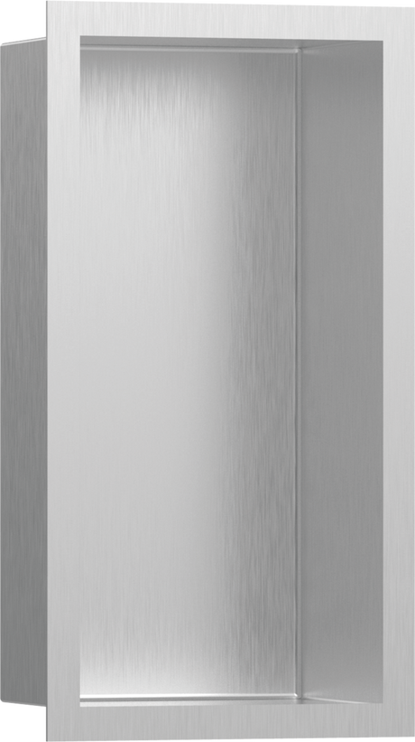 Hansgrohe XtraStoris Individual Wall Niche Brushed Stainless Steel With Design Frame 300x150x100 - Brushed Stainless Steel - 56094800
