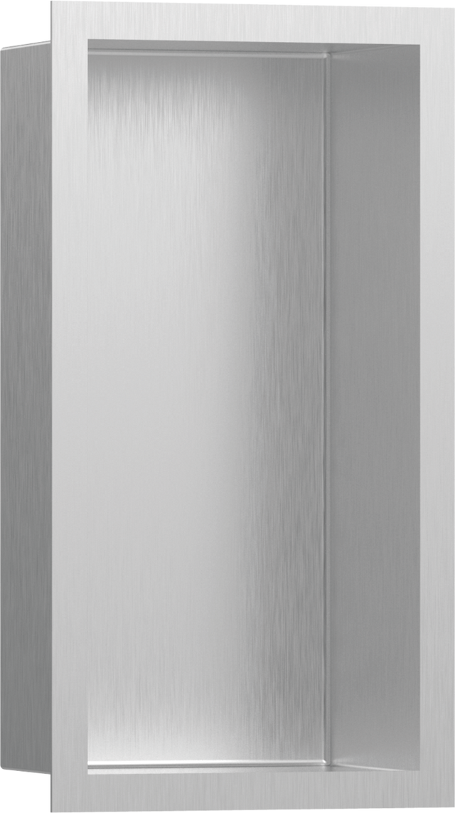 Hansgrohe XtraStoris Individual Wall Niche Brushed Stainless Steel With Design Frame 300x150x100 - Brushed Stainless Steel - 56094800