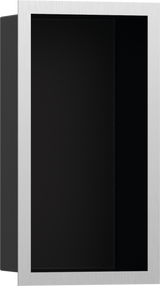 Hansgrohe XtraStoris Individual Wall Niche Matt Black With Design Frame 300x150x100 - Brushed Stainless Steel - 56095800