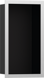 Hansgrohe XtraStoris Individual Wall Niche Matt Black With Design Frame 300x150x100 - Brushed Stainless Steel - 56095800