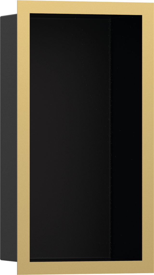 Hansgrohe XtraStoris Individual Wall Niche Matt Black With Design Frame 300x150x100 - Polished Gold Optic - 56095990