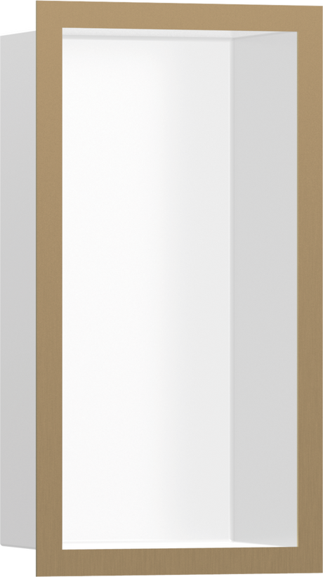 Hansgrohe XtraStoris Individual Wall Niche Matt White With Design Frame 300x150x100 - Brushed Bronze - 56096140
