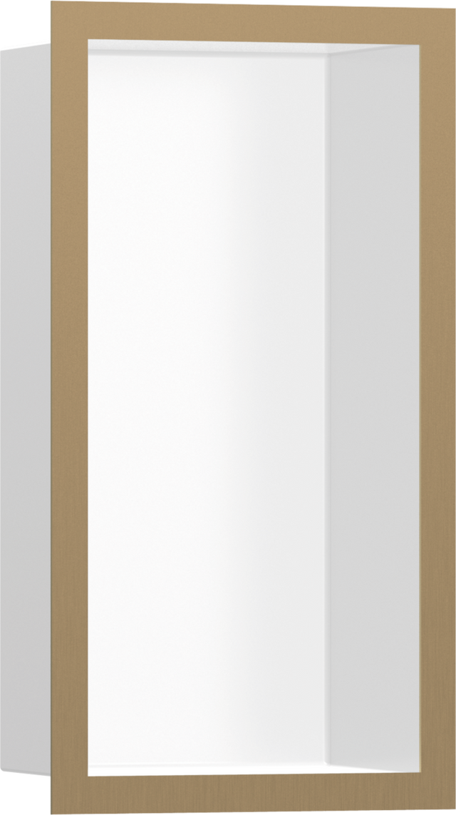 Hansgrohe XtraStoris Individual Wall Niche Matt White With Design Frame 300x150x100 - Brushed Bronze - 56096140