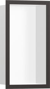 Hansgrohe XtraStoris Individual Wall Niche Matt White With Design Frame 300x150x100 - Brushed Black Chrome - 56096340