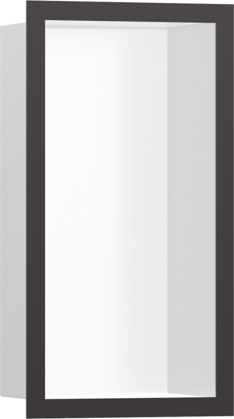 Hansgrohe XtraStoris Individual Wall Niche Matt White With Design Frame 300x150x100 - Brushed Black Chrome - 56096340