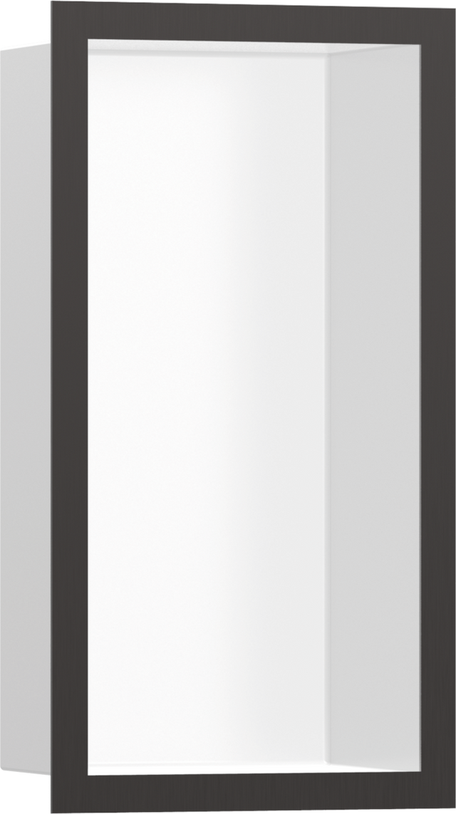 Hansgrohe XtraStoris Individual Wall Niche Matt White With Design Frame 300x150x100 - Brushed Black Chrome - 56096340