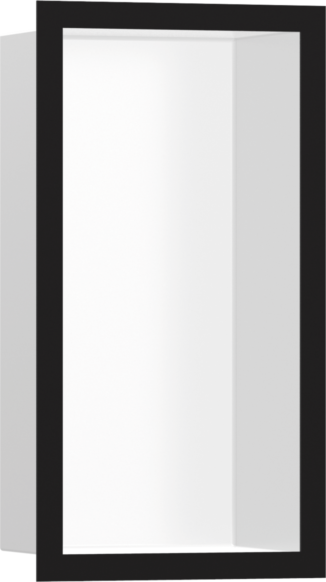 Hansgrohe XtraStoris Individual Wall Niche Matt White With Design Frame 300x150x100 - Matt Black - 56096670