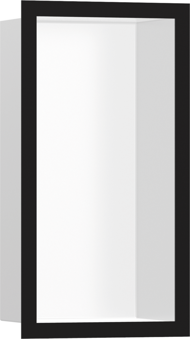 Hansgrohe XtraStoris Individual Wall Niche Matt White With Design Frame 300x150x100 - Matt Black - 56096670