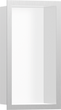 Hansgrohe XtraStoris Individual Wall Niche Matt White With Design Frame 300x150x100 - Brushed Stainless Steel - 56096800