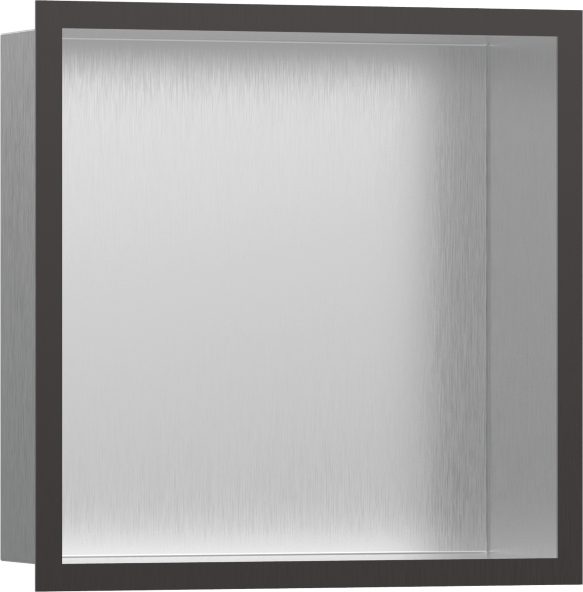 Hansgrohe XtraStoris Individual Wall Niche Brushed Stainless Steel With Design Frame 300/300/100 - Brushed Black Chrome - 56097340