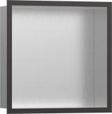 Hansgrohe XtraStoris Individual Wall Niche Brushed Stainless Steel With Design Frame 300/300/100 - Brushed Black Chrome - 56097340