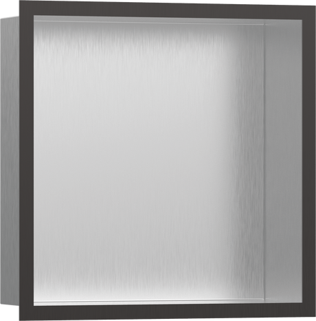 Hansgrohe XtraStoris Individual Wall Niche Brushed Stainless Steel With Design Frame 300/300/100 - Brushed Black Chrome - 56097340