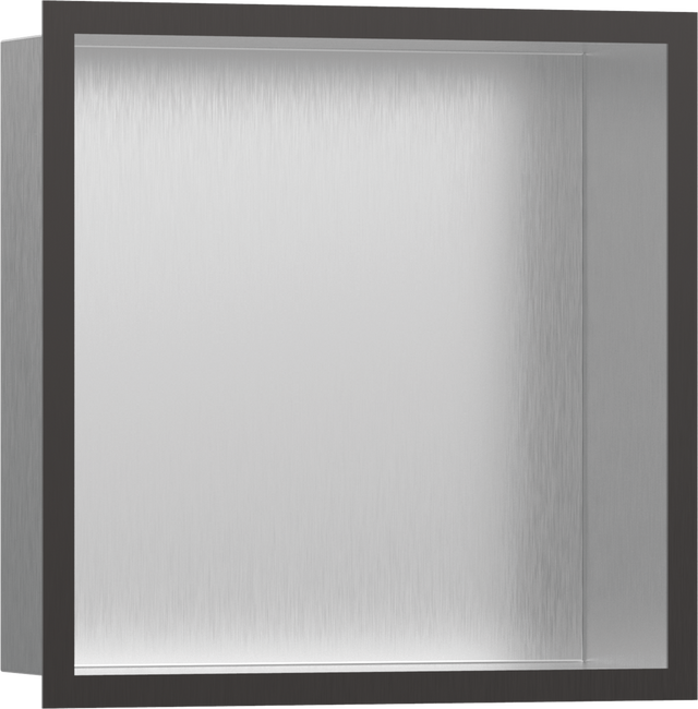 Hansgrohe XtraStoris Individual Wall Niche Brushed Stainless Steel With Design Frame 300/300/100 - Brushed Black Chrome - 56097340