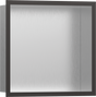 Hansgrohe XtraStoris Individual Wall Niche Brushed Stainless Steel With Design Frame 300/300/100 - Brushed Black Chrome - 56097340