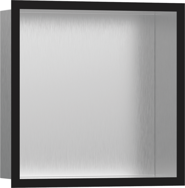 Hansgrohe XtraStoris Individual Wall Niche Brushed Stainless Steel With Design Frame 300/300/100 - Matt Black - 56097670