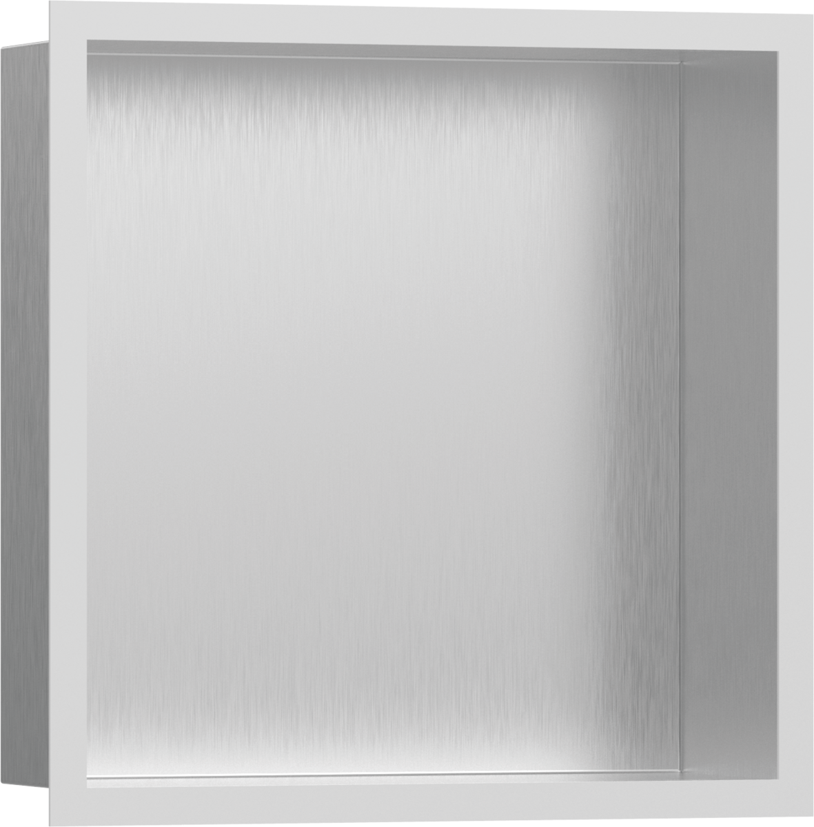Hansgrohe XtraStoris Individual Wall Niche Brushed Stainless Steel With Design Frame 300/300/100 - Matt White - 56097700