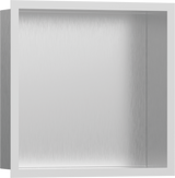 Hansgrohe XtraStoris Individual Wall Niche Brushed Stainless Steel With Design Frame 300/300/100 - Matt White - 56097700