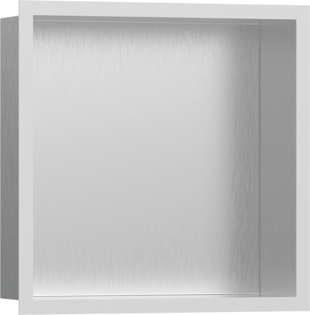 Hansgrohe XtraStoris Individual Wall Niche Brushed Stainless Steel With Design Frame 300/300/100 - Matt White - 56097700