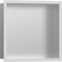 Hansgrohe XtraStoris Individual Wall Niche Brushed Stainless Steel With Design Frame 300/300/100 - Matt White - 56097700