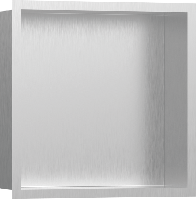 Hansgrohe XtraStoris Individual Wall Niche Brushed Stainless Steel With Design Frame 300/300/100 - Brushed Stainless Steel - 56097800