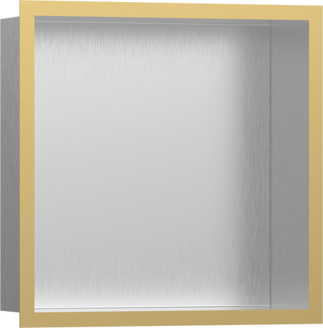 Hansgrohe XtraStoris Individual Wall Niche Brushed Stainless Steel With Design Frame 300/300/100 - Polished Gold Optic - 56097990