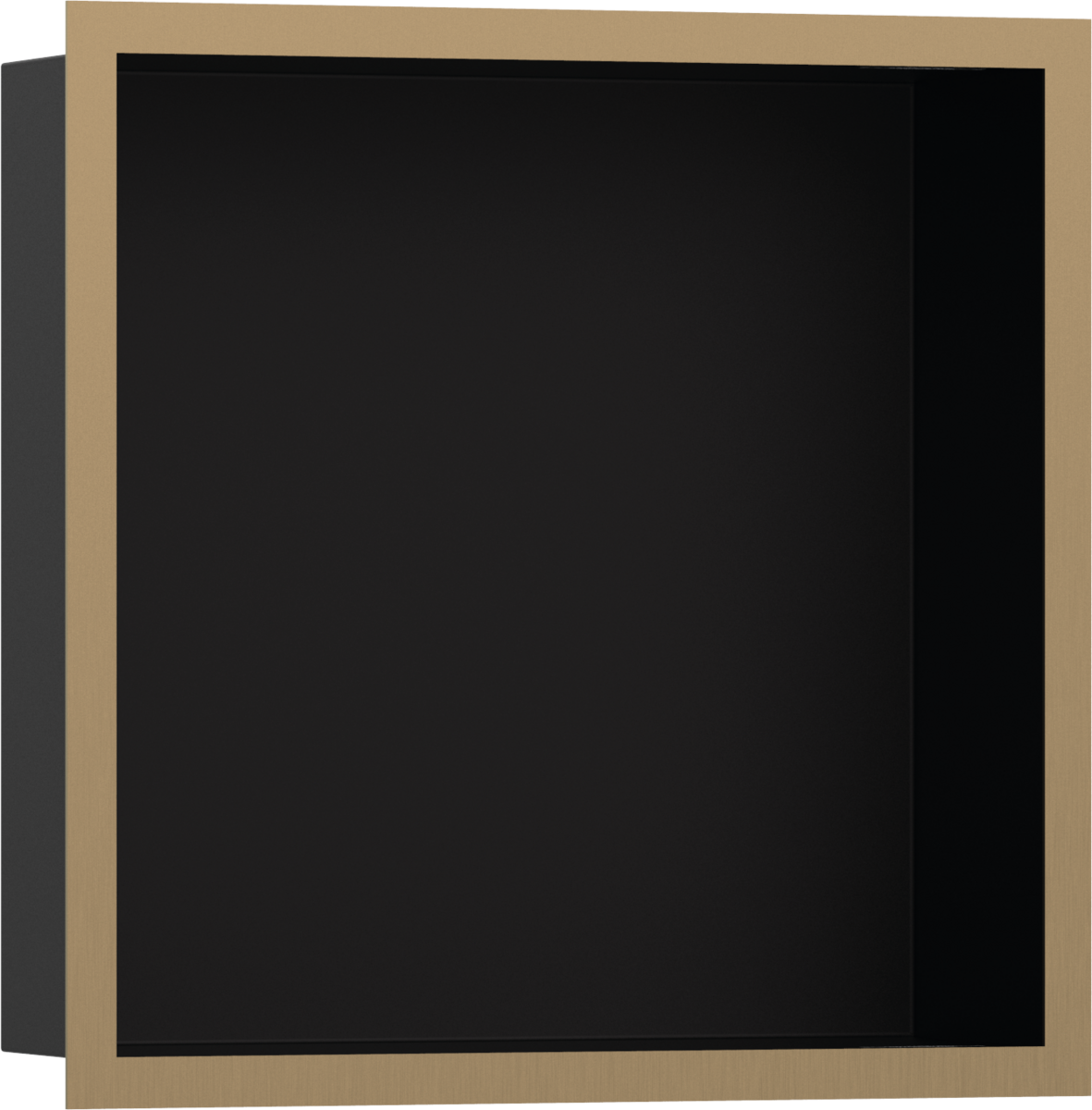 Hansgrohe XtraStoris Individual Wall Niche Matt Black With Design Frame 300/300/100 - Brushed Stainless Steel - 56098140