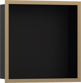 Hansgrohe XtraStoris Individual Wall Niche Matt Black With Design Frame 300/300/100 - Brushed Stainless Steel - 56098140