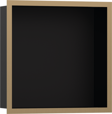 Hansgrohe XtraStoris Individual Wall Niche Matt Black With Design Frame 300/300/100 - Brushed Stainless Steel - 56098140
