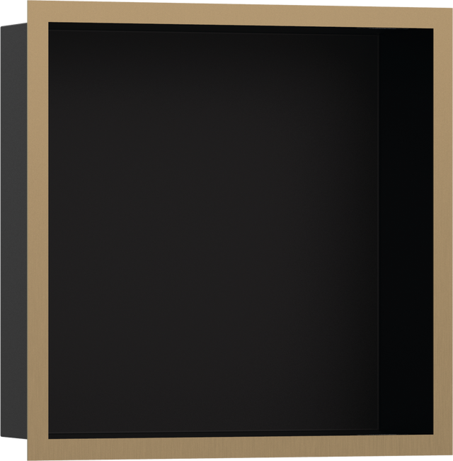 Hansgrohe XtraStoris Individual Wall Niche Matt Black With Design Frame 300/300/100 - Brushed Stainless Steel - 56098140