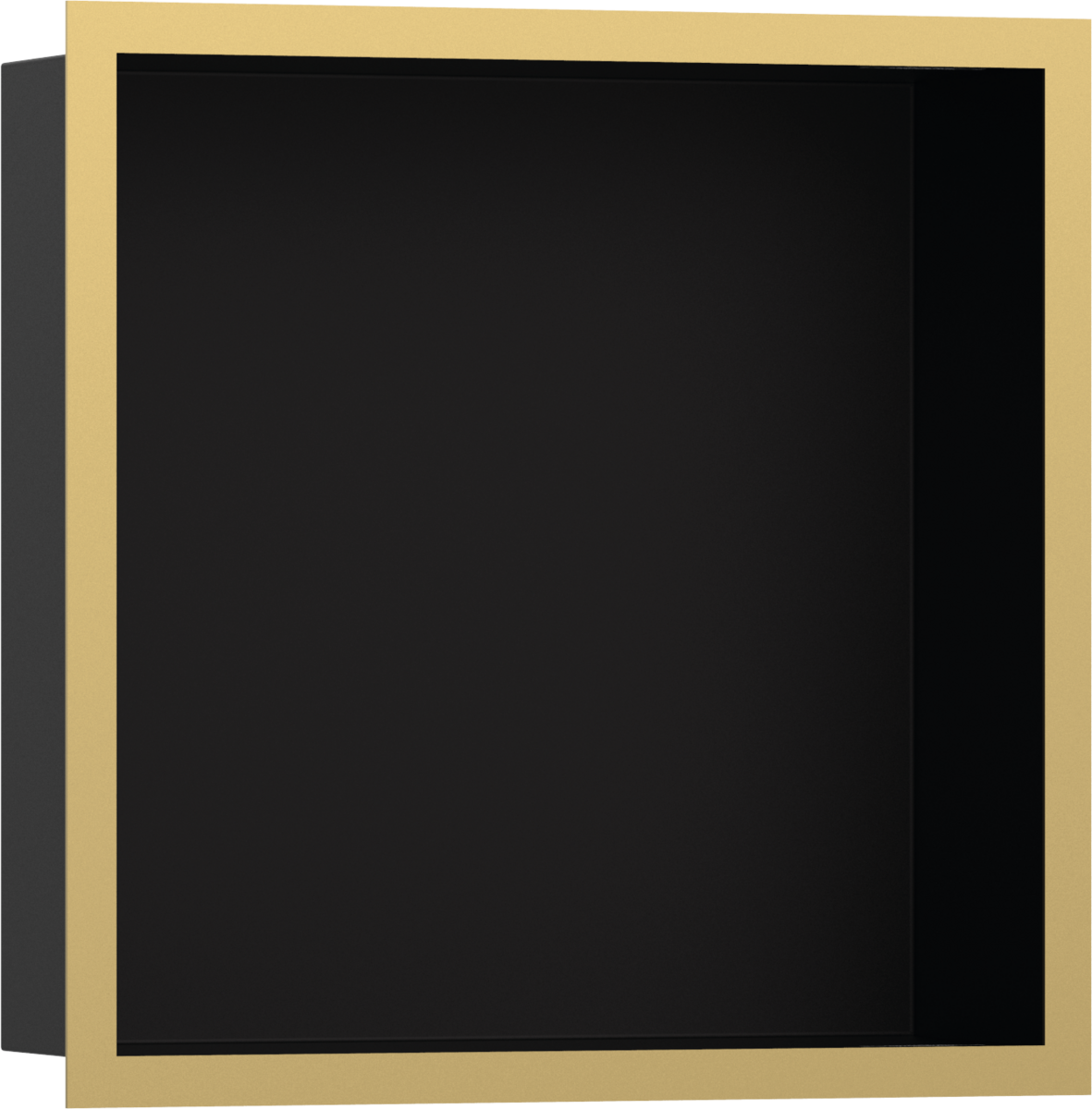 Hansgrohe XtraStoris Individual Wall Niche Matt Black With Design Frame 300/300/100 - Polished Gold Optic - 56098990