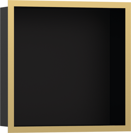 Hansgrohe XtraStoris Individual Wall Niche Matt Black With Design Frame 300/300/100 - Polished Gold Optic - 56098990