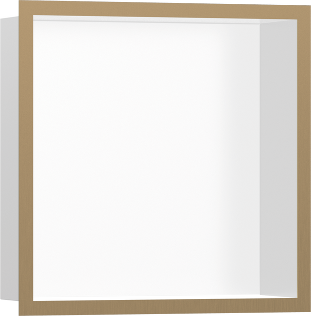 Hansgrohe XtraStoris Individual Wall Niche Matt White With Design Frame 300/300/100 - Brushed Bronze - 56099140