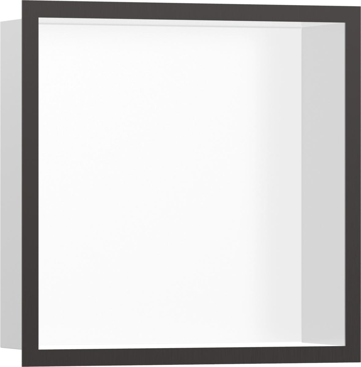 Hansgrohe XtraStoris Individual Wall Niche Matt White With Design Frame 300/300/100 - Brushed Black Chrome - 56099340