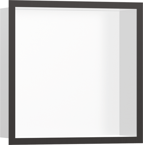 Hansgrohe XtraStoris Individual Wall Niche Matt White With Design Frame 300/300/100 - Brushed Black Chrome - 56099340