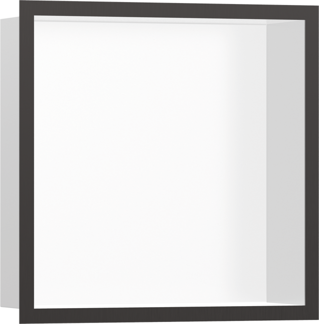 Hansgrohe XtraStoris Individual Wall Niche Matt White With Design Frame 300/300/100 - Brushed Black Chrome - 56099340