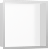 Hansgrohe XtraStoris Individual Wall Niche Matt White With Design Frame 300/300/100 - Brushed Stainless Steel - 56099800