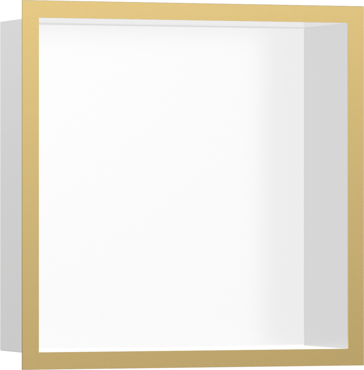 Hansgrohe XtraStoris Individual Wall Niche Matt White With Design Frame 300/300/100 - Polished Gold Optic - 56099990
