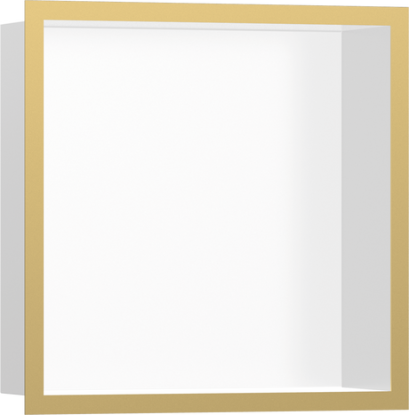 Hansgrohe XtraStoris Individual Wall Niche Matt White With Design Frame 300/300/100 - Polished Gold Optic - 56099990