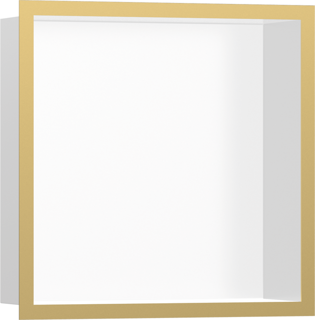 Hansgrohe XtraStoris Individual Wall Niche Matt White With Design Frame 300/300/100 - Polished Gold Optic - 56099990