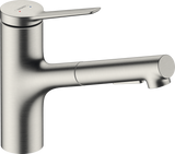 Hansgrohe Zesis M33 Single Lever Kitchen Mixer 150 Pull-out Spray 2jet Sbox Lite - Stainless Steel - 74803800
