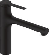 Hansgrohe Zesis M33 Single Lever Kitchen Mixer 160 Pull-out Spray 2jet - Matt Black - 74801670