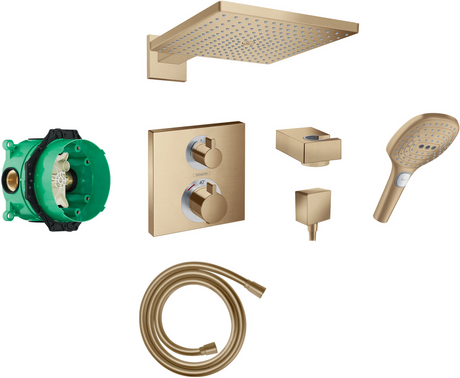 Hansgrohe Square Concealed Valve With Raindance (300) Overhead And Select Rail Kit - Brushed Bronze - 88102094